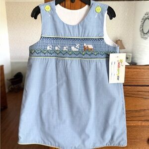 Blue Smocked Size 4 Bunny Dress NWT